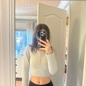 Aerie Grey long sleeve thermal crop top #croptop